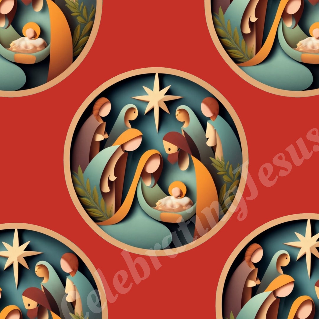 Nativity Christmas Wrapping Paper, Religious Holiday Gift Wrap