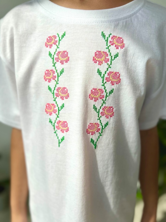 トップス tyn.TGOR Flower embroidery shirt Embroidered Floral T Shirt, Womens 2024 Summer Loose White
