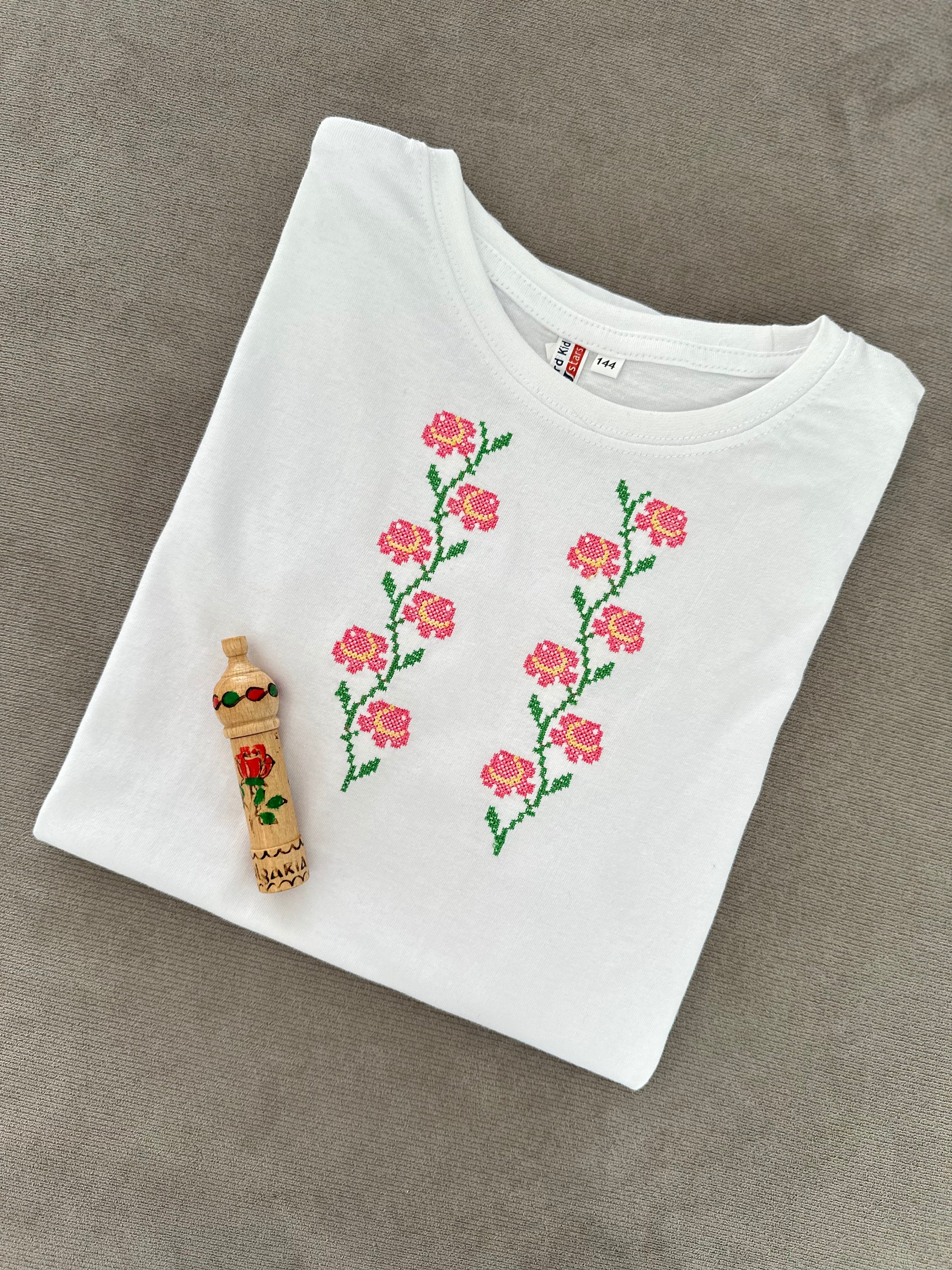 Toddler Shirt, Kids Girls T-shirt Cross Stitch Embroidery Branches