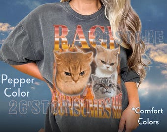 Camiseta "Rage Consumes Me Cat", camiseta divertida con meme de gatos, camiseta vintage con gato desquiciado, camiseta con gráfico de gato tonto, camiseta unisex con humor extraño