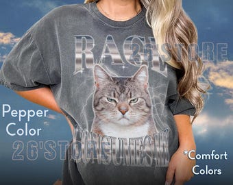 Camiseta "Rage Consumes Me Cat", camiseta divertida con meme de gatos, camiseta vintage con gato desquiciado, camiseta con gráfico de gato tonto, camiseta unisex con humor extraño