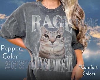 Camiseta "Rage Consumes Me Cat", camiseta divertida con meme de gatos, camiseta vintage con gato desquiciado, camiseta con gráfico de gato tonto, camiseta unisex con humor extraño