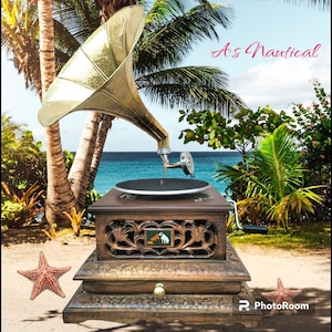 Vintage Revival: Designer Wind-Up Gramophone - An Elegant Phonograph for Home or Office Decor With Drawer