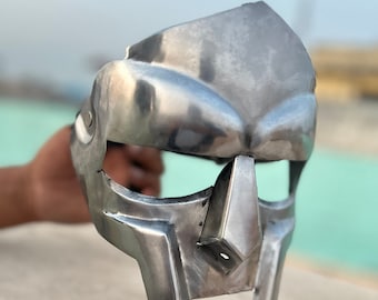 MF Doom Mask - Roman Gladiator Style Face Armour in Mild Steel Silver"