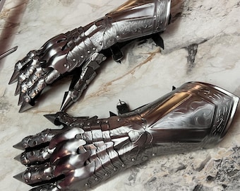 Handcrafted Steel Knight Nazgul Gauntlets | Engraved Gothic Armor Gloves