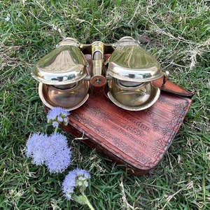 Nautical Antique Brass Binocular: Vintage Marine Monocular with Leather Box