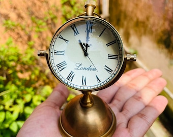 Brass Nautical Desk Clock - Elegant Table Watch for Home & Office Decor.