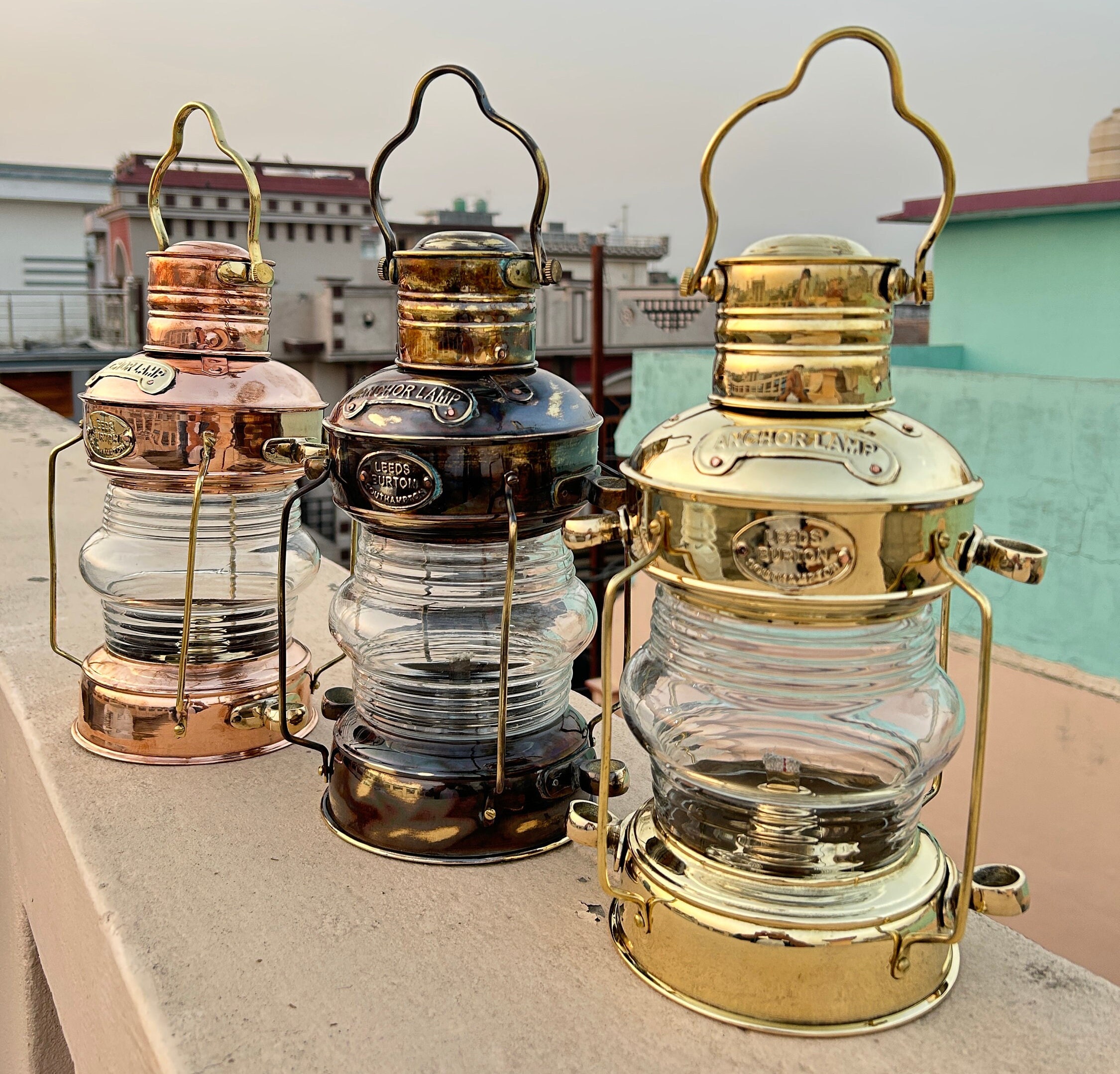 Thor Instruments Nautical Brass Anchor Oil Lamp Leeds Burton Maritime Ship  Lantern 14 