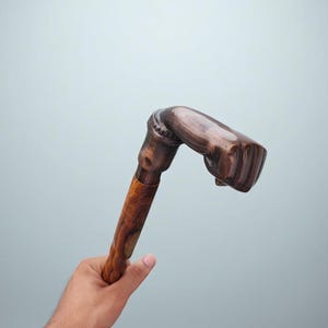 Handmade Wooden Walking Cane with Carved Fist Handle – Unique Wood Walking Stick – Gift for Dad, Collector Cane, Decorative Cane