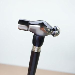 Handmade Decorative Walking Cane with Unique Hammer-Inspired Handle – Wooden Walking Stick – Gift for Him, Collector Cane, Stylish Cane