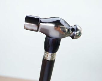 Handmade Decorative Walking Cane: Hammer Handle Wooden Stick, 37"
