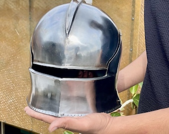 Handcrafted Steel Knight Helmet | Medieval Gothic Armor for LARP, Cosplay