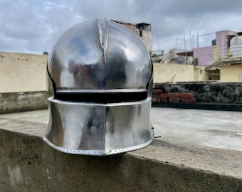 Handcrafted Steel Knight Helmet | Medieval Gothic Armor for LARP, Cosplay