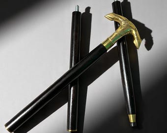 Bastón artesanal con mango de latón: Bastón de madera de estilo vintage, 94 cm (37").