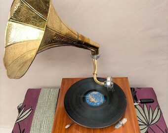 HMV 103 金属ホーン&アームセット！卓上蓄音機　レトロ　アンティーク 蓄音機 アンティーク （アンティーク HMV/Model 103 /卓上蓄音機