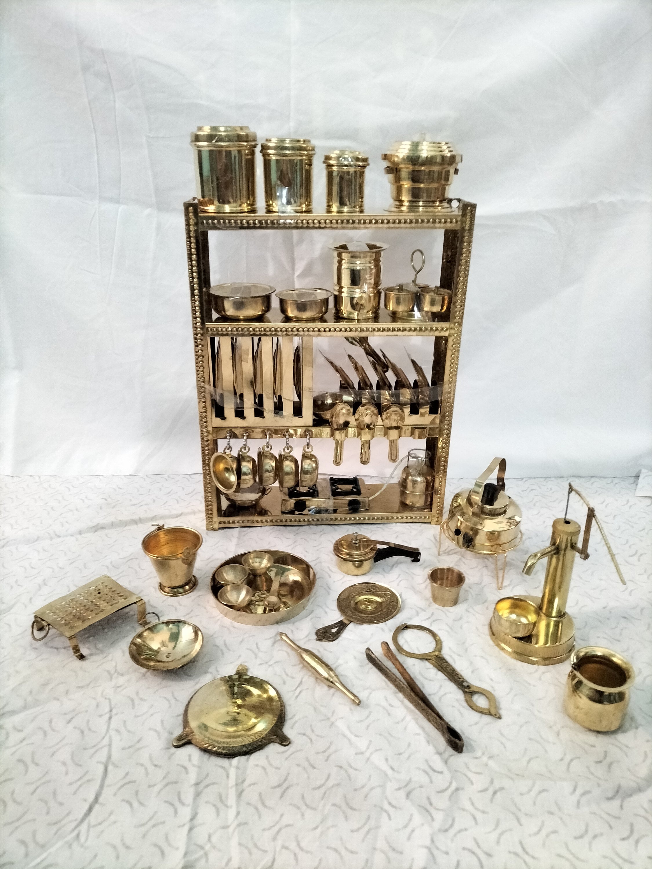 Brass Big 6 Real Cooking Miniature Kitchen set