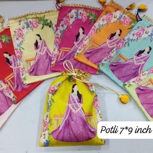 インドのハンドメイド女性用ポトゥリバッグ/イブニングクラッチ/財布/巾着バッグ/パーティー/メヘンディ/結婚式の景品/お返しギフト/コインバッグ
