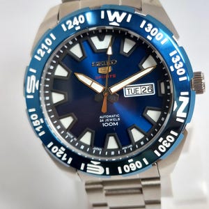 Seiko Blue Dial, Affordable Watch, Japanese Watch, Seiko 5 Automatic, Seiko 5 Sports, Gift for Him, Self Winding Watch, Vintage Seiko,