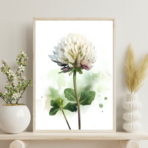 Whispers of Luck: Minimalistic White Clover Flower | Modern Wallpapers | Clean Lines | Delicate Simplicity