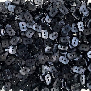 Pearlescent Charcoal Black Rectangle Buttons: 12mm x 8mm, 2-Hole (Z47)