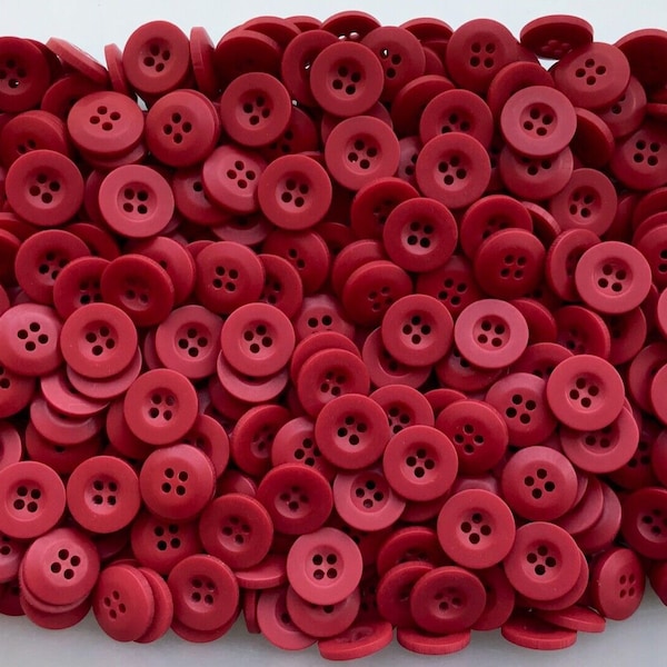 15mm Raspberry Red Berry 4 Hole Buttons Satin Finish Craft Card Small Button (Z17)