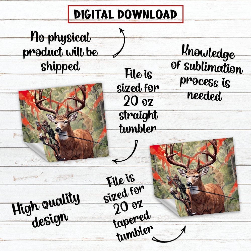 Deer Bow Hunting 20 Oz Skinny Tumbler Sublimation Design - Etsy Canada