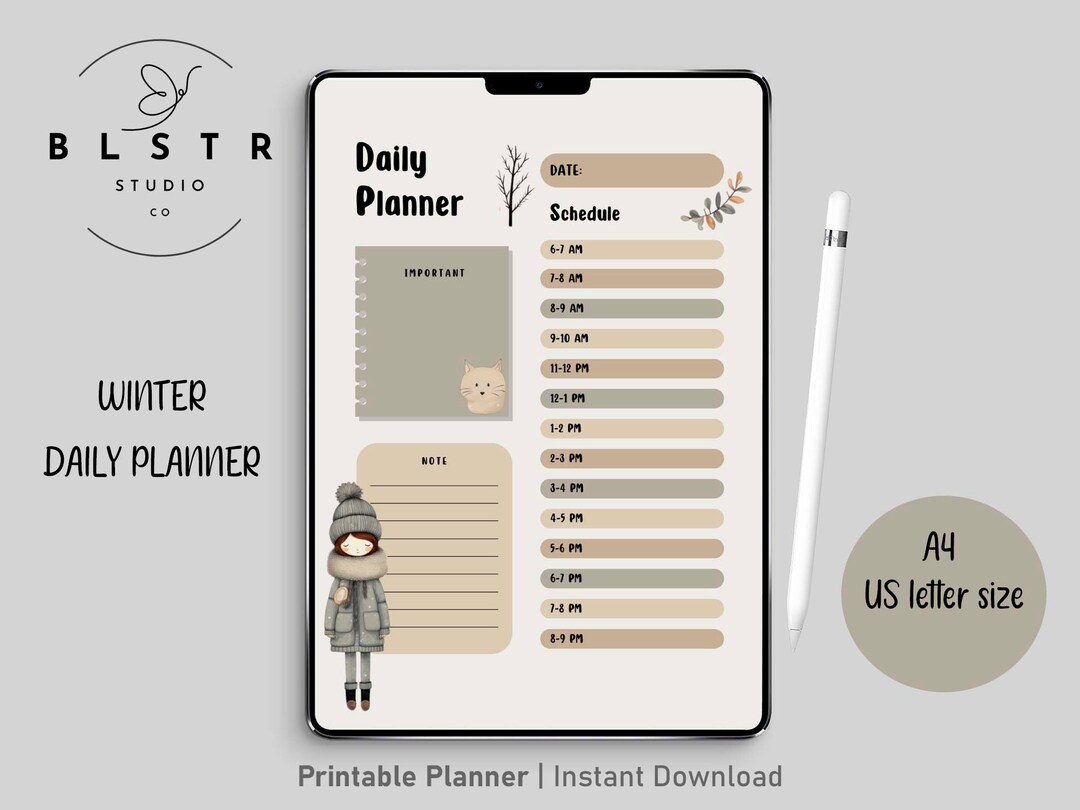 Printable Daily Planner Winter Daily Planner Planner Insert - Etsy ...