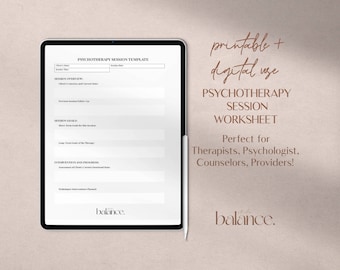 Szablon sesji psychoterapii - Wydrukowany arkusz terapeutyczny - Narzędzie doradcy ds. zdrowia psychicznego - Sesja doradcza - Zasoby terapeuty - PDF