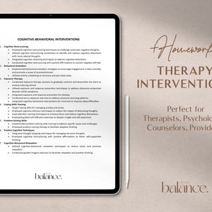 Therapy Interventions Phrases - Psychotherapy Resources - &quot;balanceStd&quot;