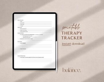 Therapy Session Planner PDF - Therapist Worksheet Template - Therapy Client Progress Tracker | "balanceStd"