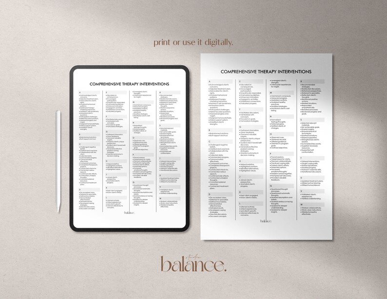 Intervention Words For Progress Notes.pdf Therapy Interventions List, Clinical Terms Cheat Sheet, Reference for ...