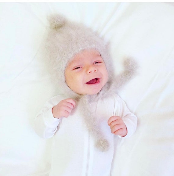 Rabbit fur fluff hat for baby boy, girl: rare vin… - image 2