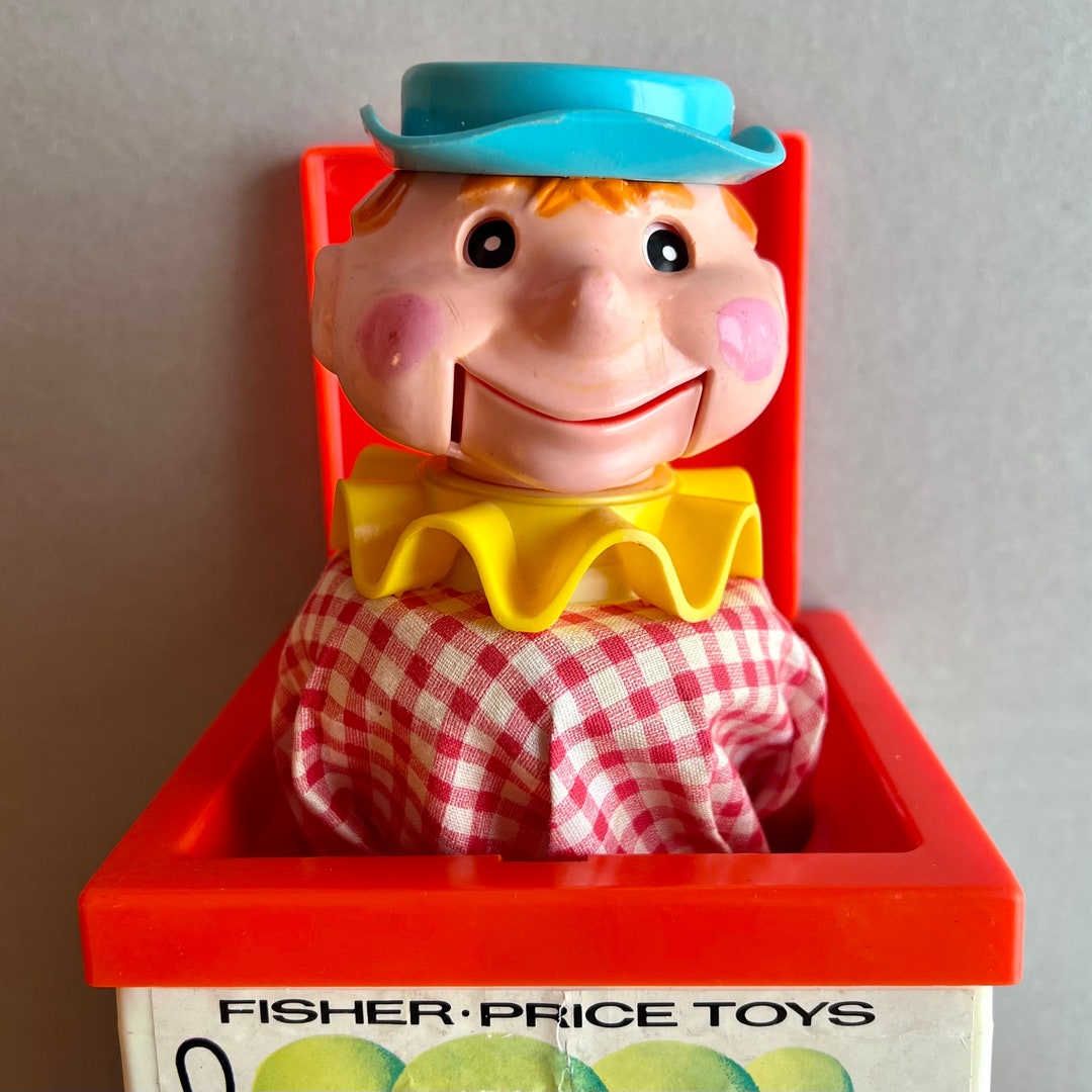 Classic Surprise Fisher Price Jack in the Box Toy Rare Vintage Puppet Toy, 1970, Old Colorful