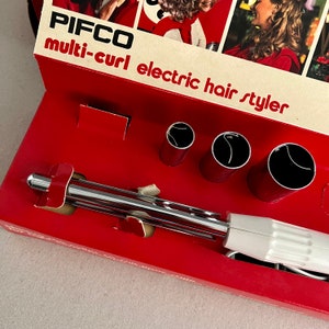 PIFCO multi curl electric hair styler: rare English vintage, 1970s, retro style beauty routine, nostalgic gift for her, movie theatre props