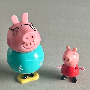 Figuras coleccionables de Peppa Pig y Daddy Pig: vintage de 2003, personajes de dibujos animados, toppers de pastel de cumpleaños, regalo para padre e hija, juego de simulación