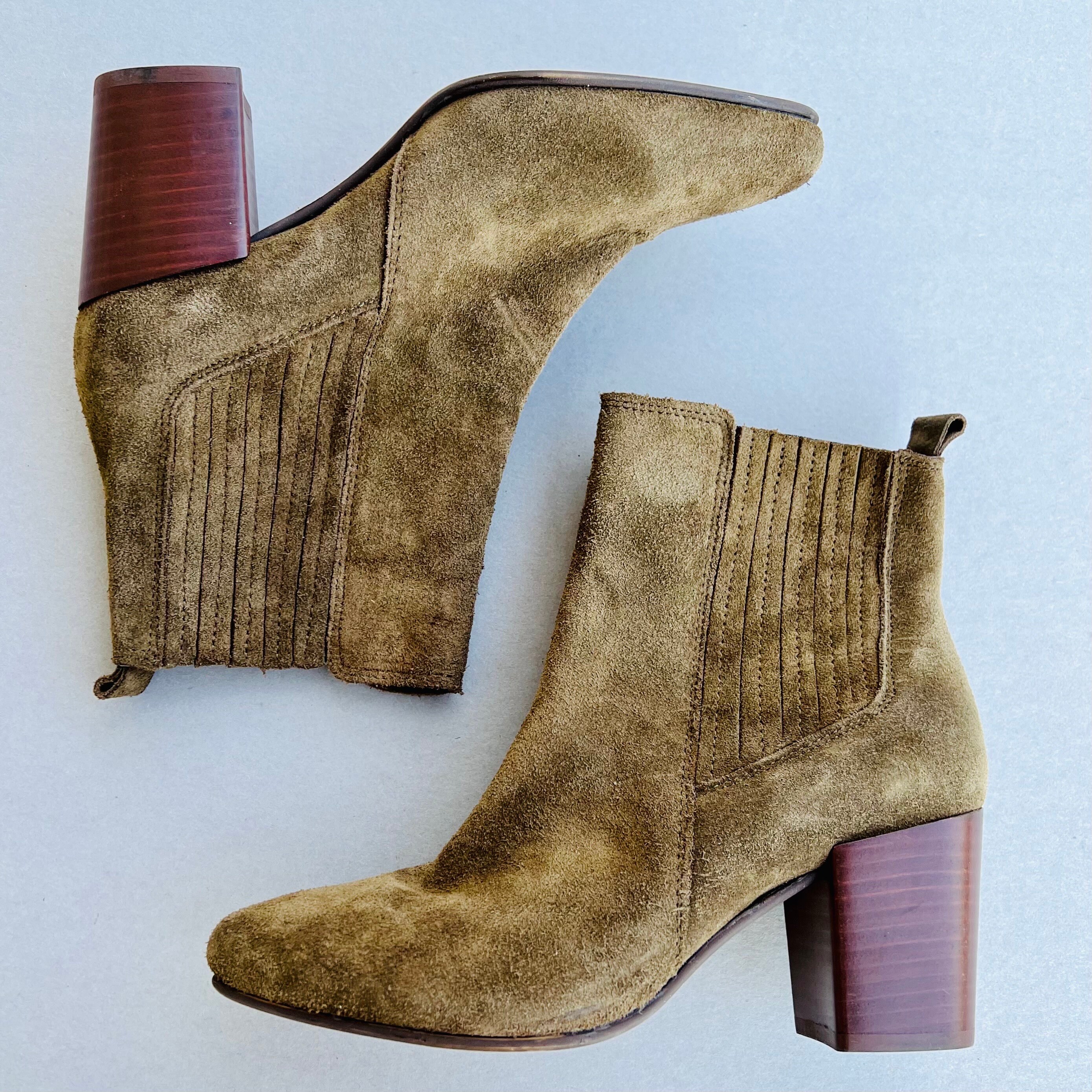 Bottes Femme Pointues à Talon Bloc - Hauteur 6,5 Cm - Tige Cheville - Fermeture éclair - Synthétique - Pour Le Bureau Ou Sortie
