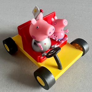 Peppa Pig Holiday Dune Buggy: minifiguras de Peppa y George, auto de verano, vintage raro, 2003, amante de los dibujos animados, regalo genial de cumpleaños para niños en edad preescolar