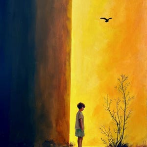 Dipinto a olio originale – Bambino nella luce / Arte murale emozionale e simbolica / Dipinto a olio su carta per artisti / Belle arti contemplative