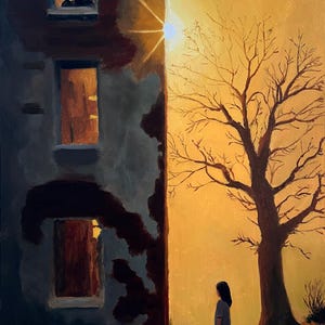 Dipinto a olio originale - Borderline II / Arte murale emozionale e simbolica / Dipinto a olio su carta per artisti / Belle arti contemplative