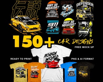 150+ Car T-Shirt Designs - DTG DTF Screen Printing - T-Shirt Print Download Sports car designs car mug designs car tumbler designs race car