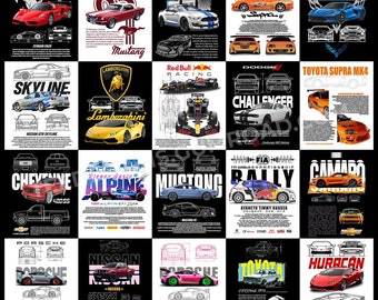 40 Premium Auto Designs Auto DTG Designs Auto DTF Designs Auto Siebdruck-Designs Auto-Sublimationsentwürfe T-Shirt-Designs Auto Png-Pod-Autos