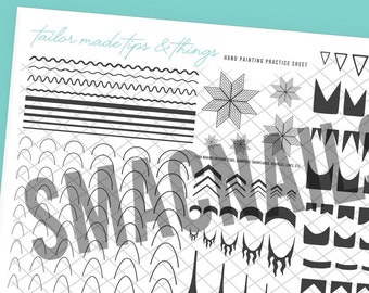 Consejos y cosas Hoja de práctica de arte de uñas *DESCARGA DIGITAL * práctica de pintura a mano diseños geométricos de plantilla de manicura francesa