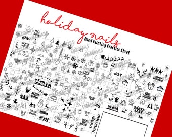 DIGITALER DOWNLOAD * Holiday Nail Art Übungsblatt - Weihnachten & Winter Nail Designs