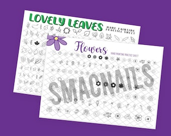 BUNDLE Leaves & Flowers Nail Art Practice Sheet * DIGITAL DOWNLOAD* flower leaf spring floral designs