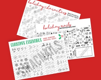 TRIO BUNDLE - Weihnachts Nail Art Übungsblätter *digitaler Download* Weihnachtsfiguren, Essentials, Feiertagswinterdesign