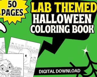 Libro para colorear de Halloween de un laboratorio espeluznante / Profesionales médicos (impresión digital)