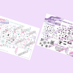 DIGITAL DOWNLOAD bundle * Boho & Pastel Nail Art Practice Sheets - Printable Nail DIY