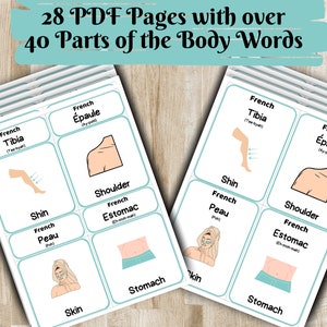 French (parts of the Body) Language Learning Flashcards, Educational ...