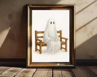 Spooky Ghost Painting | Halloween Printable Wall Art (Instant Download)