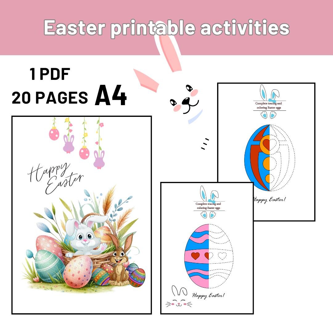 Easter Activity Pack for Kids: 2 Printable Mazes, Tracing, and Coloring ...